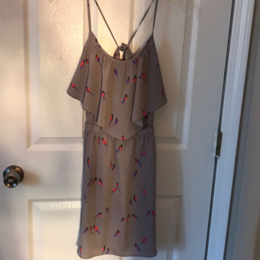 Purple dress with birds